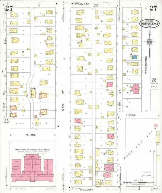 Sanborn Fire Insurance Map from Independence, Montgomery County, Kansas (1923), Sheet #0028 - Historic Sanborn Fire Insurance Map Print, vintage old map wall art, antique decor, genealogy gift, Kansas Kansas map