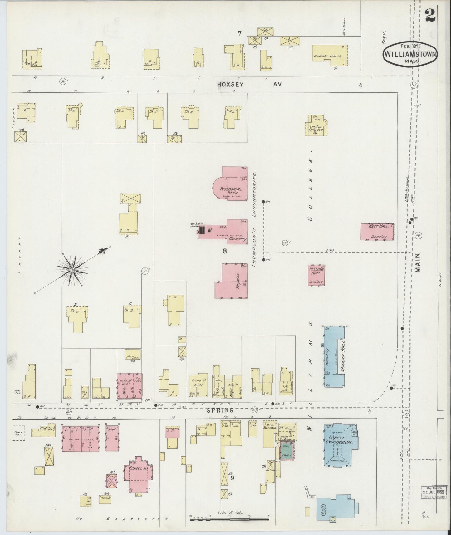 Sanborn Fire Insurance Map from Williamstown, Berkshire County, Massachusetts (1895), Sheet #0002 - Complete Map Set gallery image, historic Sanborn map, vintage wall art, Massachusetts Massachusetts