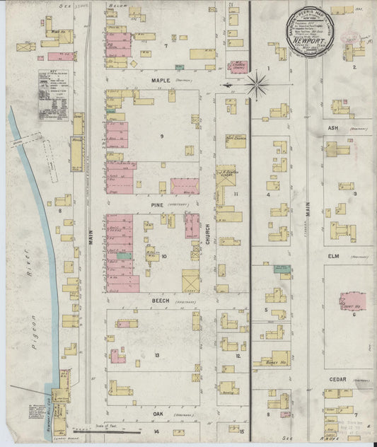 Sanborn Fire Insurance Map from Newport, Cocke County, Tennessee (1897), Sheet #0001 - Historic Sanborn Fire Insurance Map Print, vintage old map wall art, antique decor, genealogy gift, Tennessee Tennessee map