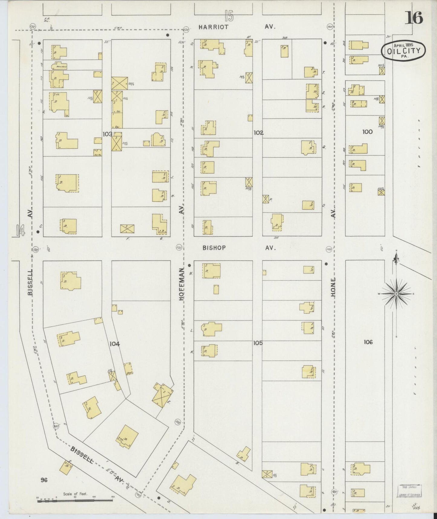Sanborn Fire Insurance Map from Oil City, Venango County, Pennsylvania (1895), Sheet #0016 - Complete Map Set gallery image, historic Sanborn map, vintage wall art, Pennsylvania Pennsylvania