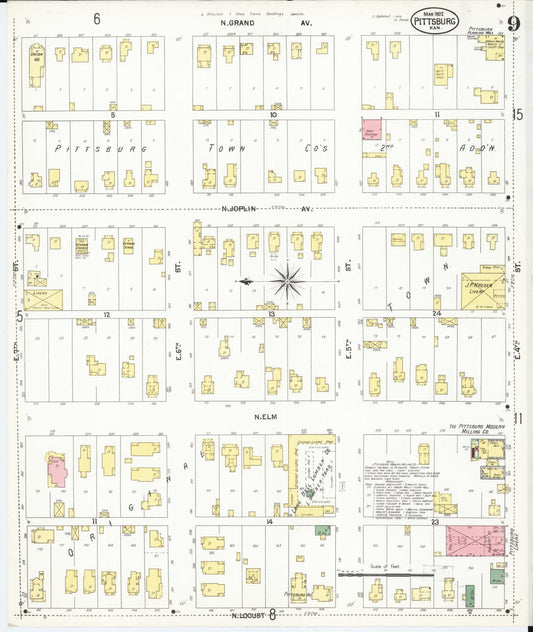 Sanborn Fire Insurance Map from Pittsburg, Crawford County, Kansas (1902), Sheet #0009 - Historic Sanborn Fire Insurance Map Print, vintage old map wall art, antique decor, genealogy gift, Kansas Kansas map