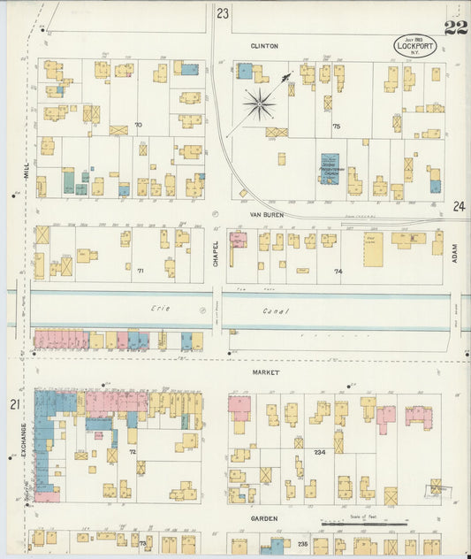 Sanborn Fire Insurance Map from Lockport, Niagara County, New York (1903), Sheet #0022 - Historic Sanborn Fire Insurance Map Print, vintage old map wall art, antique decor, genealogy gift, New York New York map