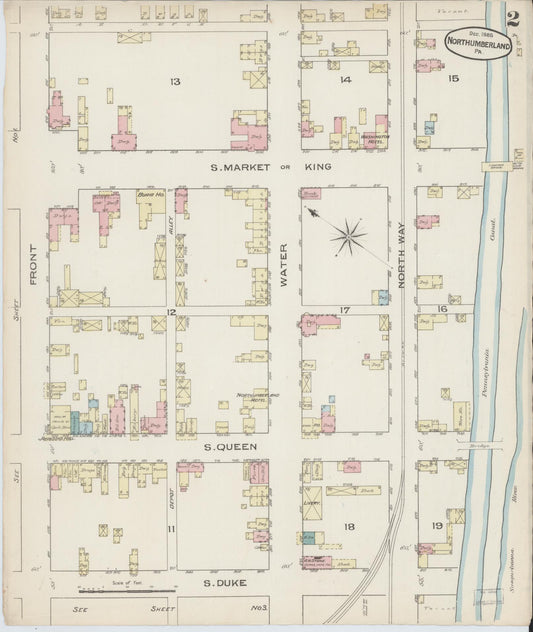 Sanborn Fire Insurance Map from Northumberland, Northumberland County, Pennsylvania (1885), Sheet #0002 - Historic Sanborn Fire Insurance Map Print, vintage old map wall art, antique decor, genealogy gift, Pennsylvania Pennsylvania map