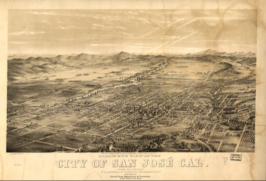 Bird's eye view of the city of San José, Cal. (1869) – Historic Bird’s-Eye View Panorama Print