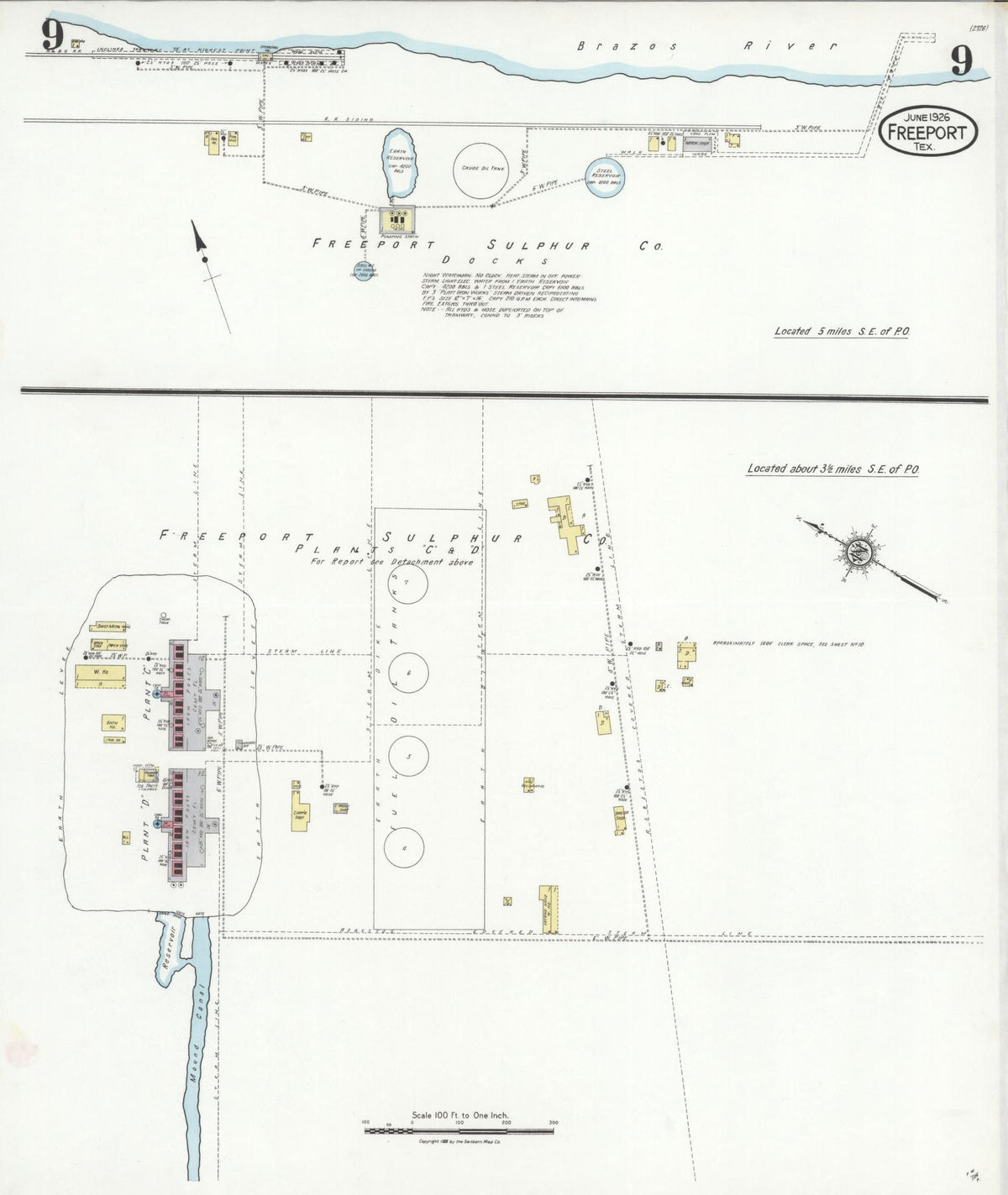 Sanborn Fire Insurance Map from Freeport, Brazoria County, Texas (1926), Sheet #0009 - Historic Sanborn Fire Insurance Map Print, vintage old map wall art, antique decor, genealogy gift, Texas Texas map