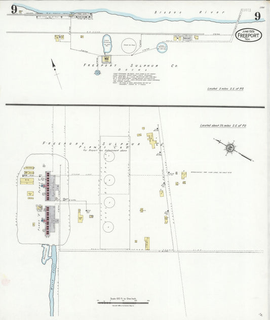 Sanborn Fire Insurance Map from Freeport, Brazoria County, Texas (1926), Sheet #0009 - Historic Sanborn Fire Insurance Map Print, vintage old map wall art, antique decor, genealogy gift, Texas Texas map