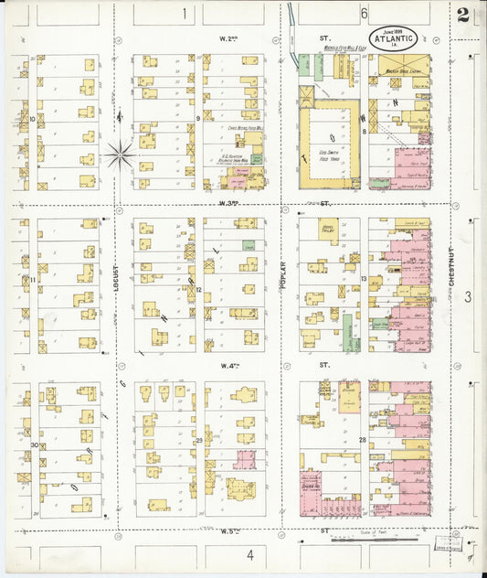 Sanborn Fire Insurance Map from Atlantic, Cass County, Iowa (1899), Sheet #0002 - Historic Sanborn Fire Insurance Map Print, vintage old map wall art