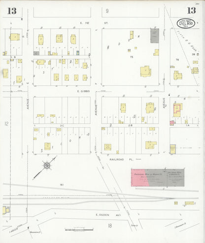 Sanborn Fire Insurance Map from Del Rio, Val Verde County, Texas (1930), Sheet #0013 - Complete Map Set gallery image, historic Sanborn map, vintage wall art, Texas Texas