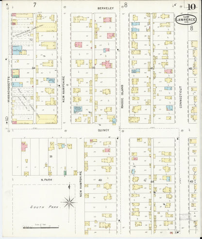 Sanborn Fire Insurance Map from Lawrence, Douglas County, Kansas (1897), Sheet #0010 - Complete Map Set gallery image, historic Sanborn map, vintage wall art, Kansas Kansas