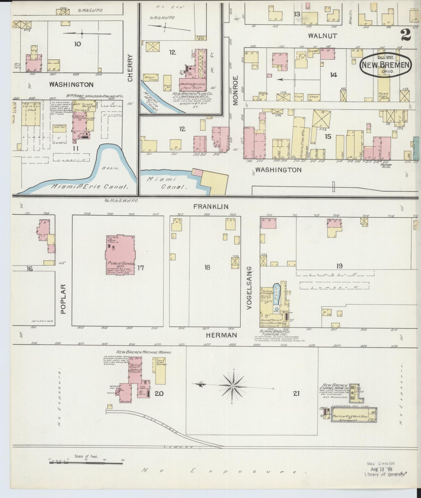 Sanborn Fire Insurance Map from New Bremen, Auglaize County, Ohio (1892), Sheet #0002 - Historic Sanborn Fire Insurance Map Print, vintage old map wall art, antique decor, genealogy gift, Ohio Ohio map