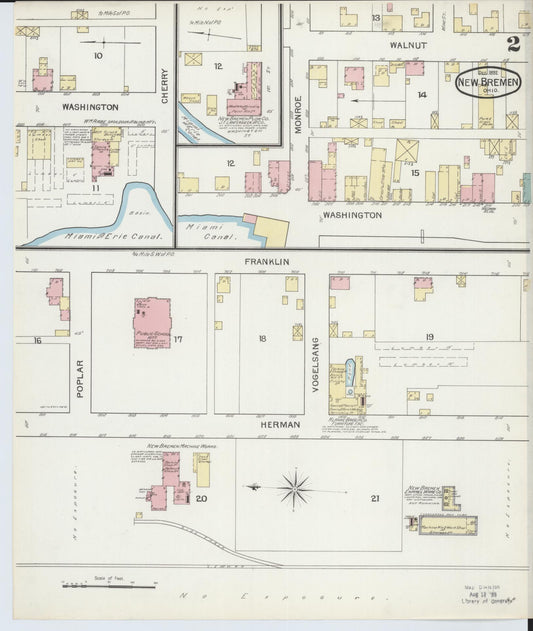Sanborn Fire Insurance Map from New Bremen, Auglaize County, Ohio (1892), Sheet #0002 - Historic Sanborn Fire Insurance Map Print, vintage old map wall art, antique decor, genealogy gift, Ohio Ohio map