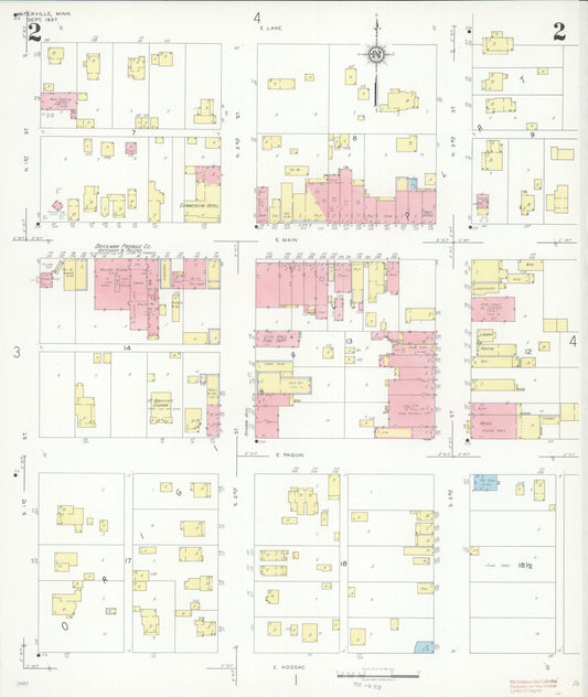 Sanborn Fire Insurance Map from Waterville, Le Sueur County, Minnesota (1937), Sheet #0002 - Historic Sanborn Fire Insurance Map Print, vintage old map wall art, antique decor, genealogy gift, Minnesota Minnesota map