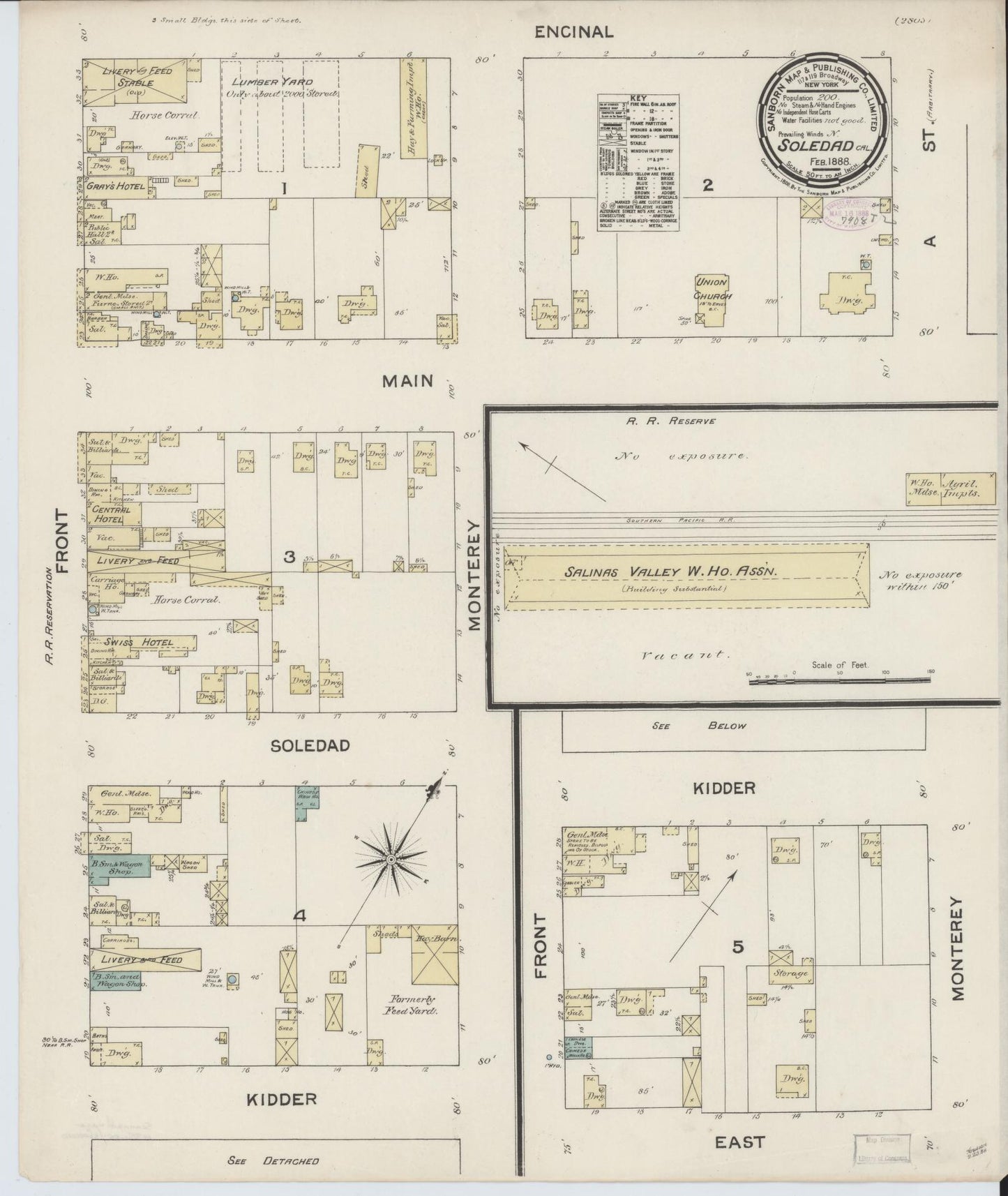 Sanborn Fire Insurance Map from Soledad, Monterey County, California. (1888) – Historic Sanborn Fire Insurance Map Print