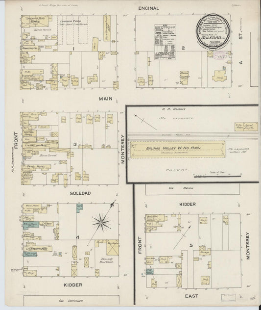 Sanborn Fire Insurance Map from Soledad, Monterey County, California. (1888) – Historic Sanborn Fire Insurance Map Print