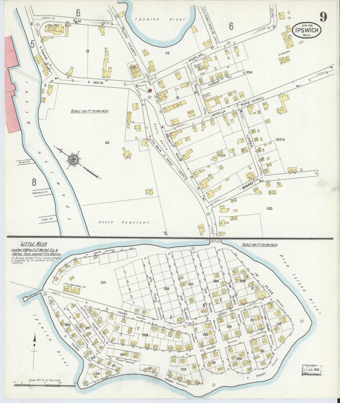 Sanborn Fire Insurance Map from Ipswich, Essex County, Massachusetts (1916), Sheet #0009 - Complete Map Set gallery image, historic Sanborn map, vintage wall art, Massachusetts Massachusetts