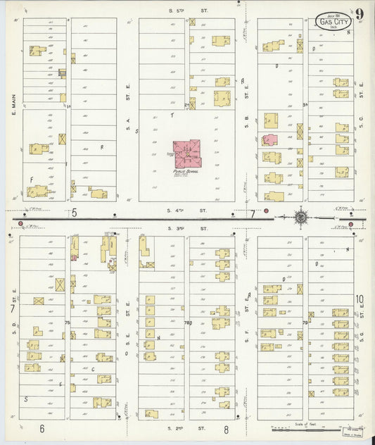 Sanborn Fire Insurance Map from Gas City, Grant County, Indiana (1911), Sheet #0009 - Historic Sanborn Fire Insurance Map Print, vintage old map wall art, antique decor, genealogy gift, Indiana Indiana map