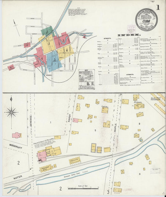 Sanborn Fire Insurance Map from Cuba, Allegany County, New York (1904), Sheet #0001 - Complete Map Set gallery image, historic Sanborn map, vintage wall art, New York New York