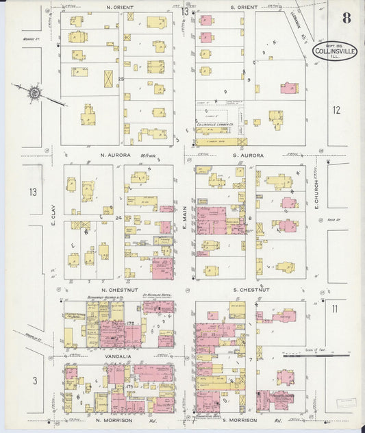 Sanborn Fire Insurance Map from Collinsville, Madison County, Illinois (1915), Sheet #0008 - Historic Sanborn Fire Insurance Map Print, vintage old map wall art, antique decor, genealogy gift, Illinois Illinois map