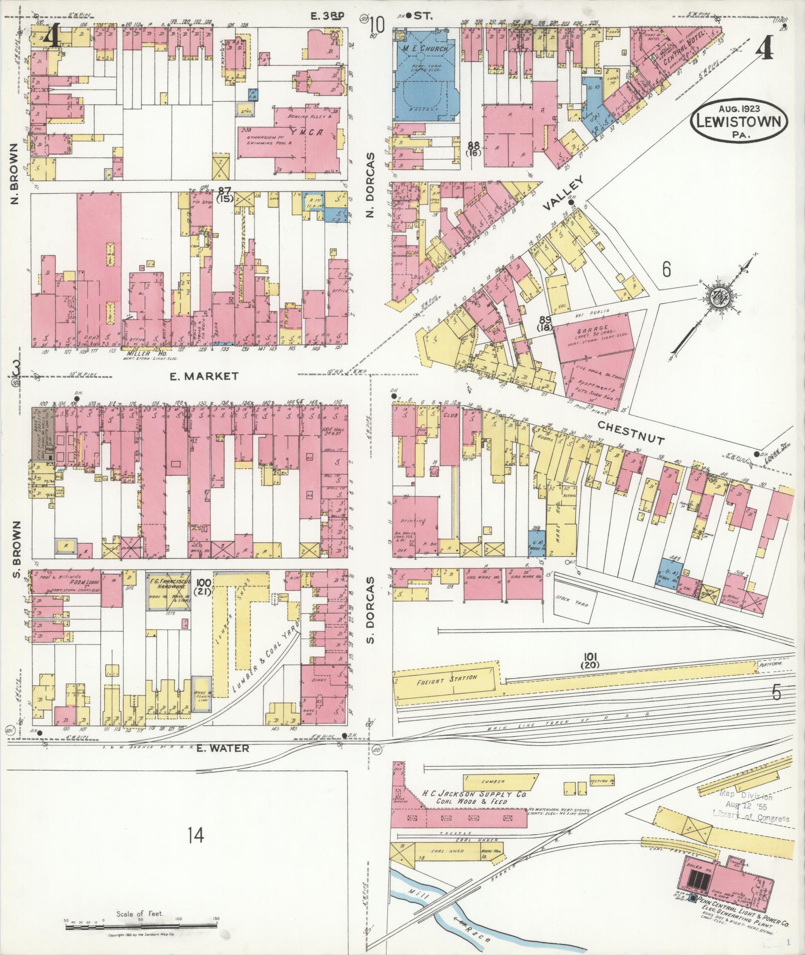 Sanborn Fire Insurance Map from Lewistown, Mifflin County, Pennsylvania (1923), Sheet #0004 - Complete Map Set gallery image, historic Sanborn map, vintage wall art, Pennsylvania Pennsylvania
