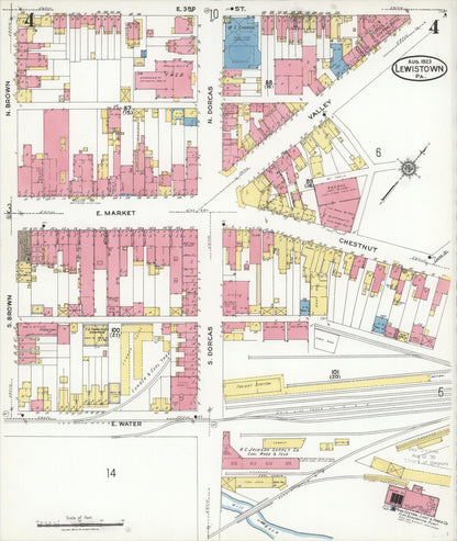 Sanborn Fire Insurance Map from Lewistown, Mifflin County, Pennsylvania (1923), Sheet #0004 - Complete Map Set gallery image, historic Sanborn map, vintage wall art, Pennsylvania Pennsylvania