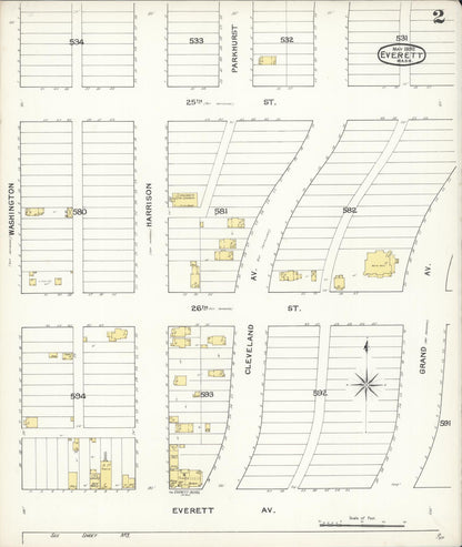 Sanborn Fire Insurance Map from Everett, Snohomish County, Washington (1892), Sheet #0002 - Complete Map Set gallery image, historic Sanborn map, vintage wall art, Washington Washington