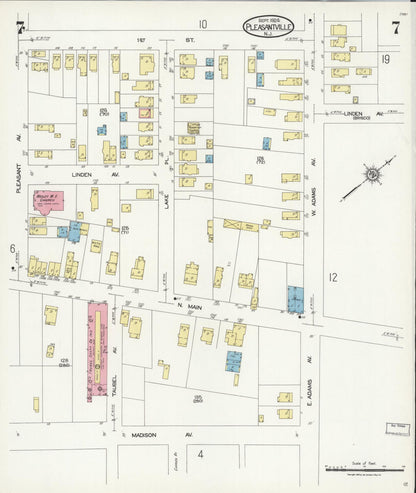 Sanborn Fire Insurance Map from Pleasantville, Atlantic County, New Jersey (1924), Sheet #0007 - Historic Sanborn Fire Insurance Map Print, vintage old map wall art, antique decor, genealogy gift, New Jersey New Jersey map