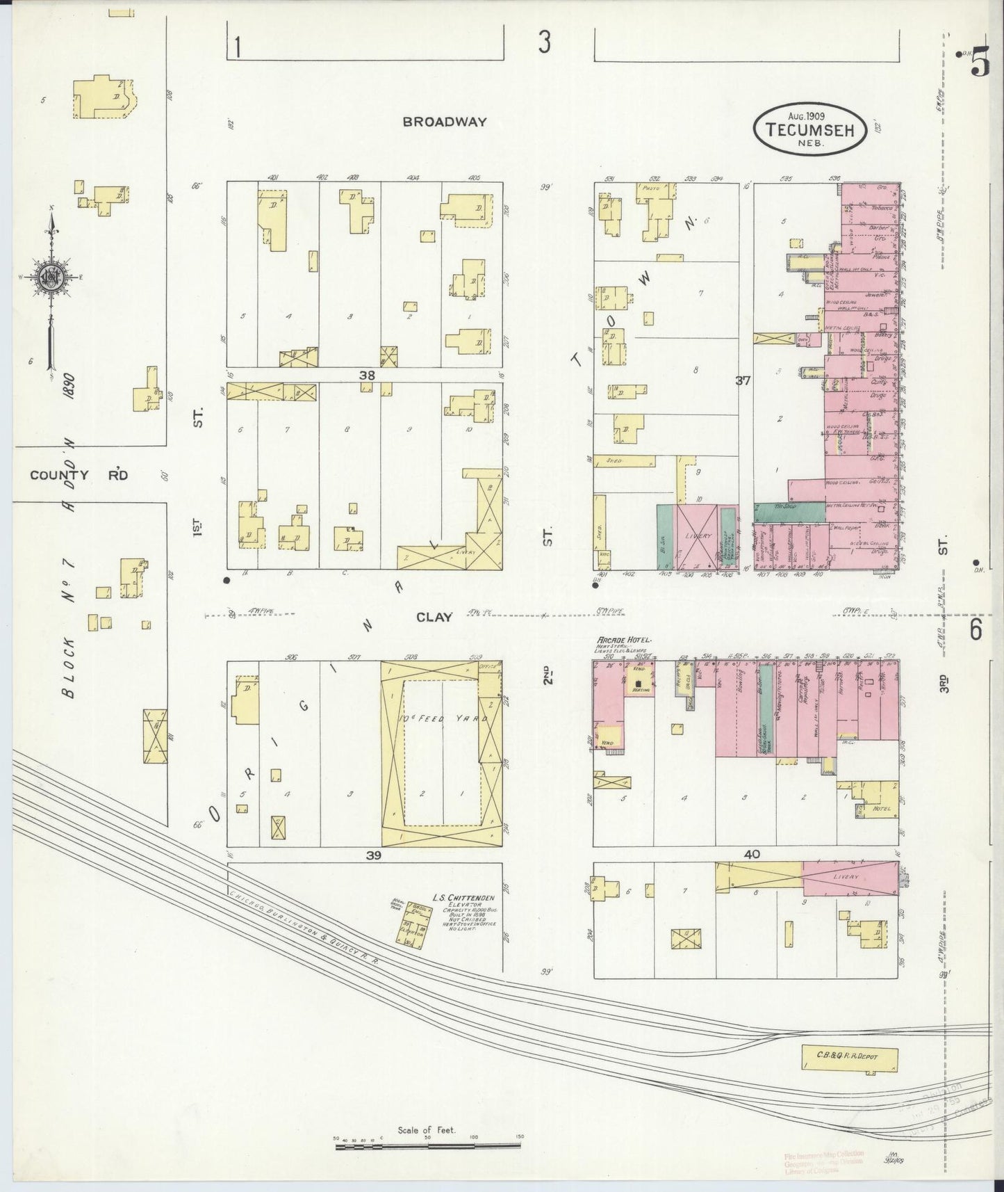 Sanborn Fire Insurance Map from Tecumseh, Johnson County, Nebraska (1909), Sheet #0005 - Complete Map Set gallery image, historic Sanborn map, vintage wall art, Nebraska Nebraska
