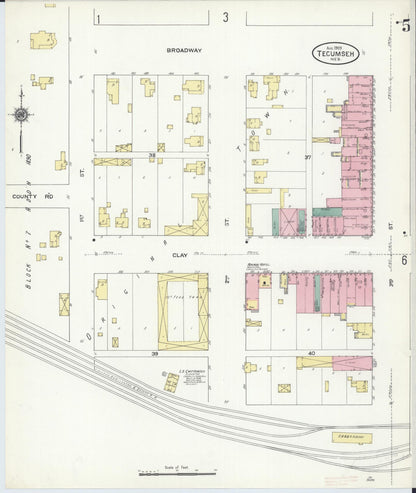 Sanborn Fire Insurance Map from Tecumseh, Johnson County, Nebraska (1909), Sheet #0005 - Complete Map Set gallery image, historic Sanborn map, vintage wall art, Nebraska Nebraska