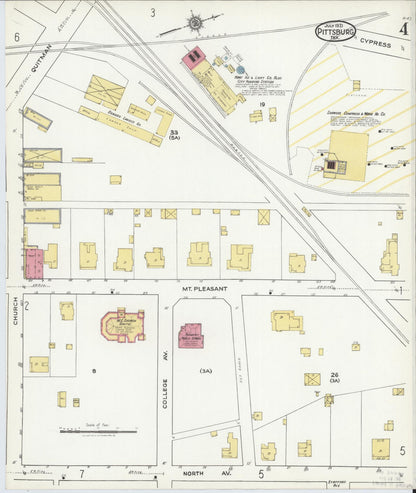 Sanborn Fire Insurance Map from Pittsburg, Camp County, Texas (1921), Sheet #0004 - Complete Map Set gallery image, historic Sanborn map, vintage wall art, Texas Texas