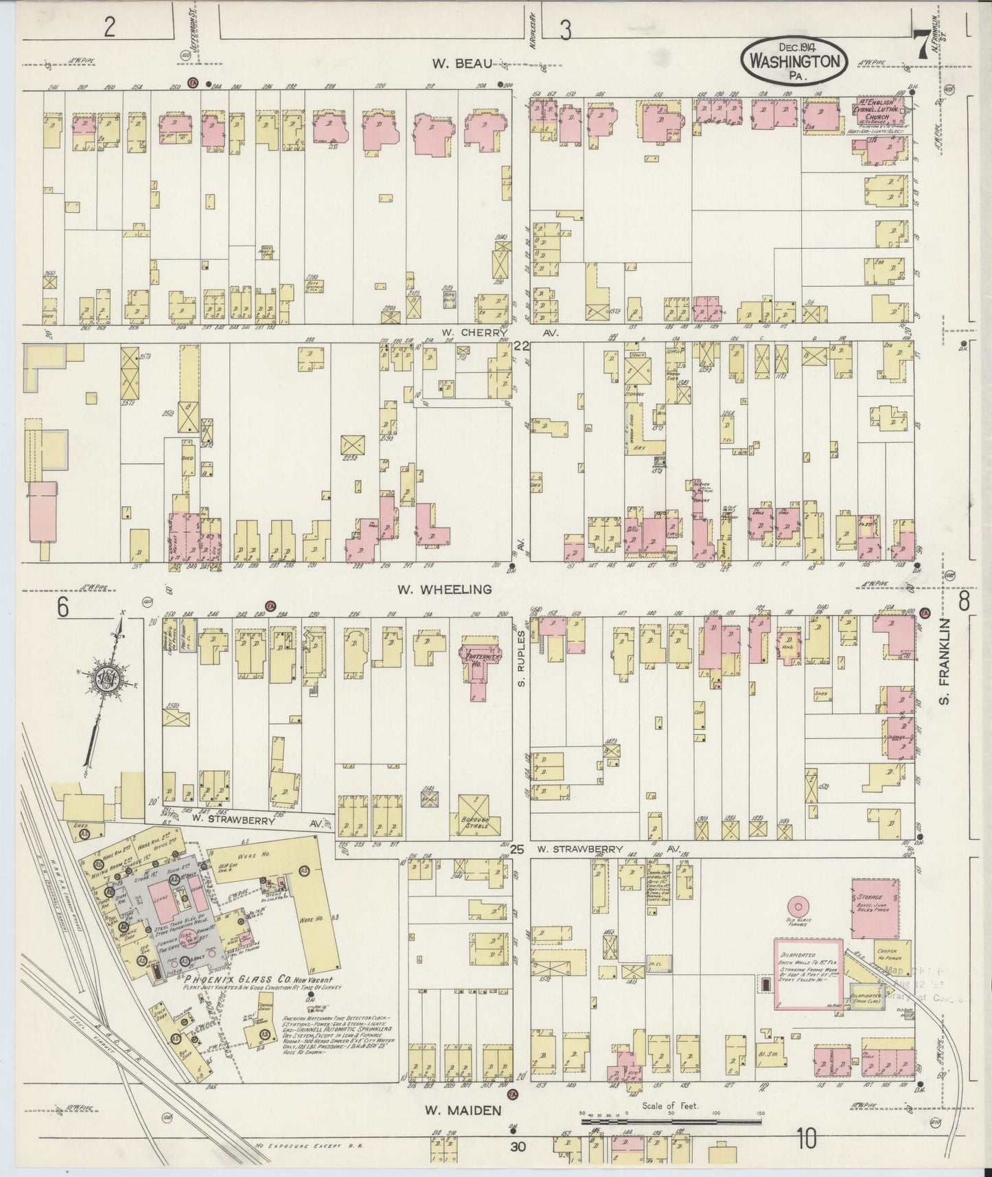 Sanborn Fire Insurance Map from Washington, Washington County, Pennsylvania (1914), Sheet #0007 - Complete Map Set gallery image, historic Sanborn map, vintage wall art, Sanborn Fire Insurance Map from Washington Washington