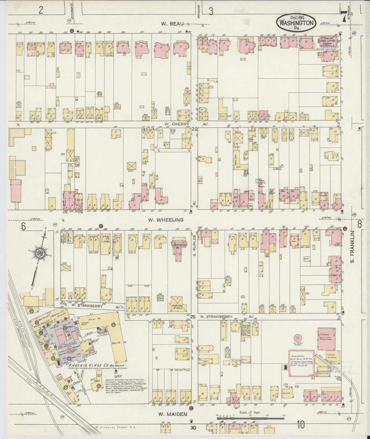 Sanborn Fire Insurance Map from Washington, Washington County, Pennsylvania (1914), Sheet #0007 - Complete Map Set gallery image, historic Sanborn map, vintage wall art, Sanborn Fire Insurance Map from Washington Washington