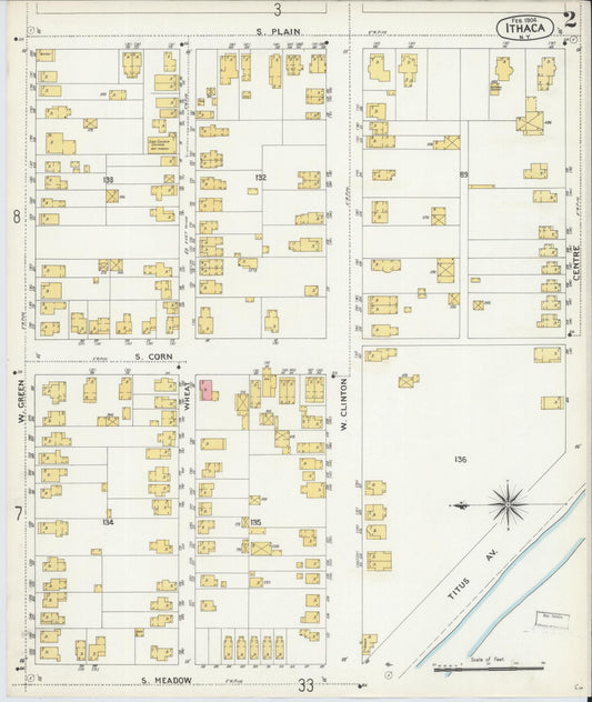 Sanborn Fire Insurance Map from Ithaca, Tompkins County, New York (1904), Sheet #0002 - Complete Map Set gallery image, historic Sanborn map, vintage wall art, New York New York