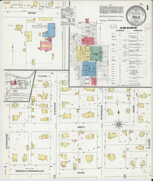 Sanborn Fire Insurance Map from Polo, Ogle County, Illinois (1905), Sheet #0001 - Complete Map Set gallery image, historic Sanborn map, vintage wall art, Illinois Illinois