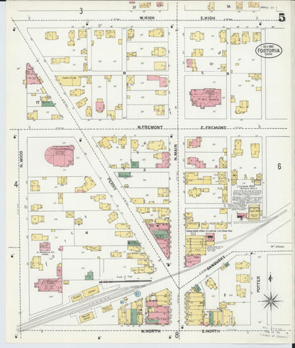 Sanborn Fire Insurance Map from Fostoria, Seneca, Hancock, And Wood Counties, Ohio (1901), Sheet #0005 - Historic Sanborn Fire Insurance Map Print, vintage old map wall art, antique decor, genealogy gift, Ohio Ohio map