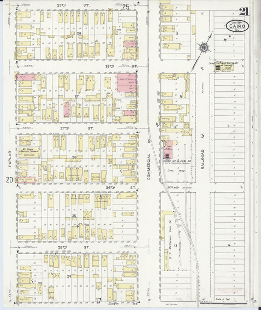 Sanborn Fire Insurance Map from Cairo, Alexander County, Illinois (1914), Sheet #0021 - Historic Sanborn Fire Insurance Map Print, vintage old map wall art, antique decor, genealogy gift, Illinois Illinois map