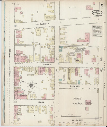 Sanborn Fire Insurance Map from Augusta, Bracken County, Kentucky (1884), Sheet #0002 - Complete Map Set gallery image, historic Sanborn map, vintage wall art, Kentucky Kentucky