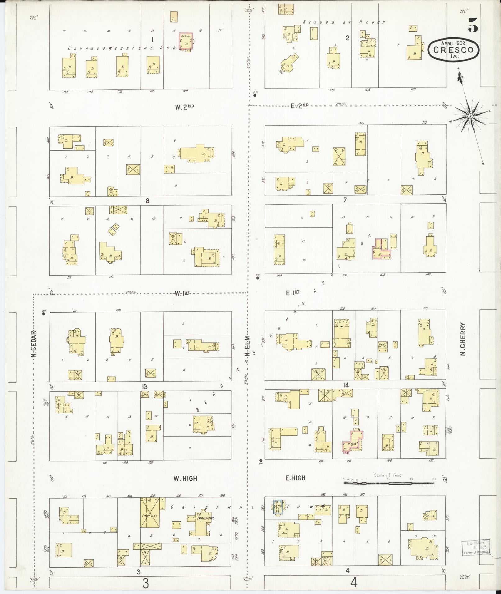 Sanborn Fire Insurance Map from Cresco, Howard County, Iowa (1902), Sheet #0005 - Historic Sanborn Fire Insurance Map Print, vintage old map wall art