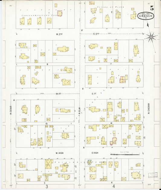 Sanborn Fire Insurance Map from Cresco, Howard County, Iowa (1902), Sheet #0005 - Historic Sanborn Fire Insurance Map Print, vintage old map wall art