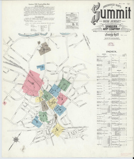 Sanborn Fire Insurance Map from Summit, Union County, New Jersey. (1911) – Historic Sanborn Fire Insurance Map Print