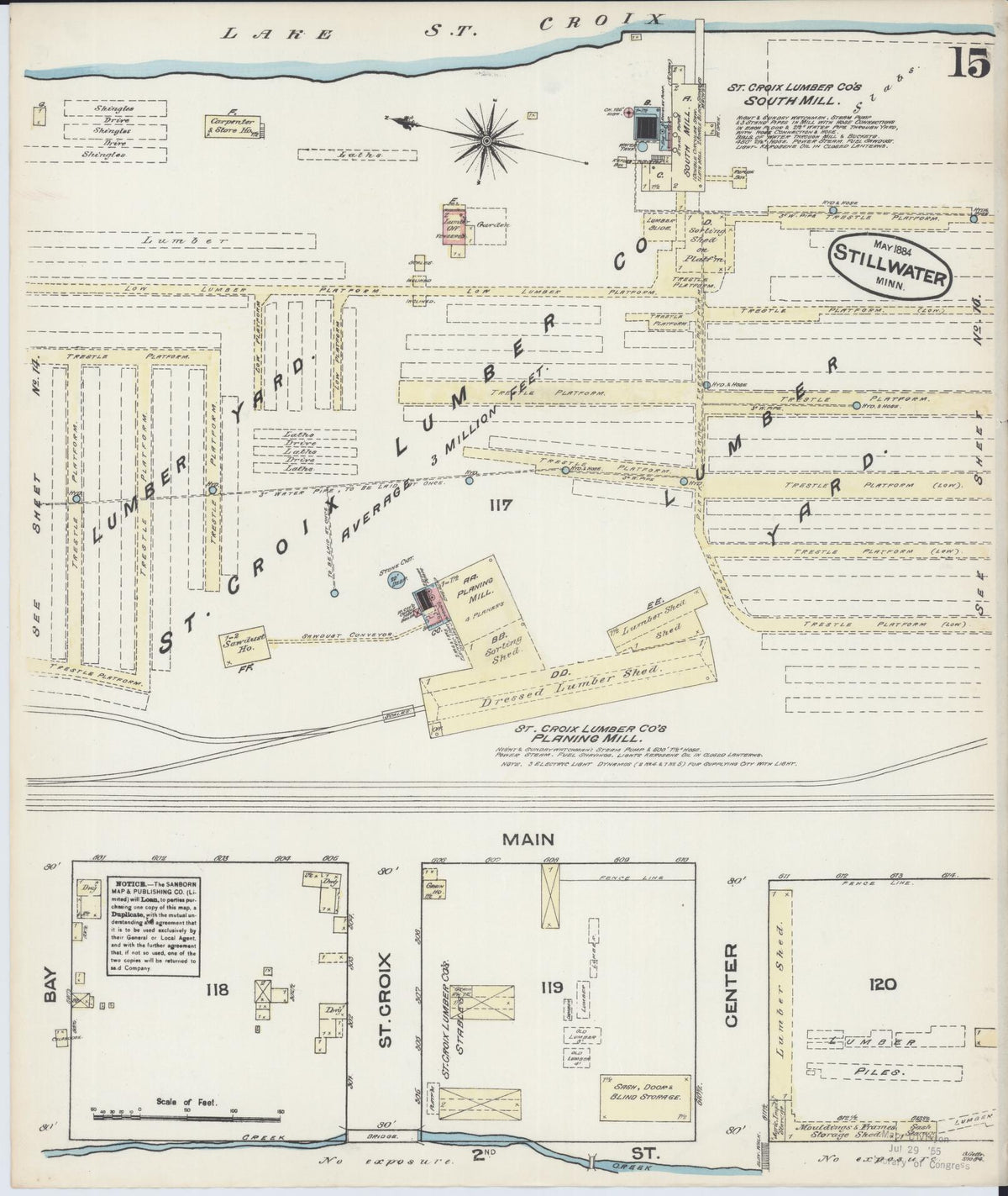 Sanborn Fire Insurance Map from Stillwater, Washington County, Minnesota (1884), Sheet #0015 - Historic Sanborn Fire Insurance Map Print, vintage old map wall art, antique decor, genealogy gift, Minnesota Minnesota map