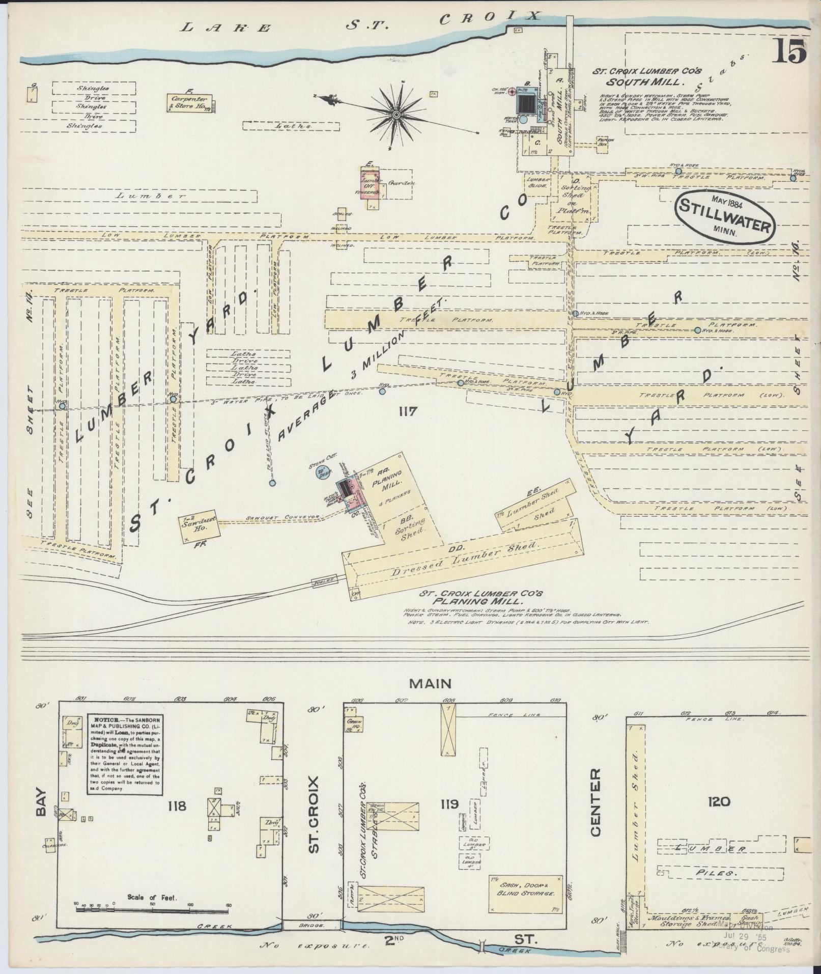 Sanborn Fire Insurance Map from Stillwater, Washington County, Minnesota (1884), Sheet #0015 - Historic Sanborn Fire Insurance Map Print, vintage old map wall art, antique decor, genealogy gift, Minnesota Minnesota map