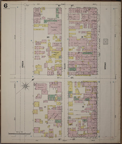 Sanborn Fire Insurance Map from Augusta, Richmond County, Georgia (1890), Sheet #0006 - Complete Map Set gallery image, historic Sanborn map, vintage wall art, Georgia Georgia