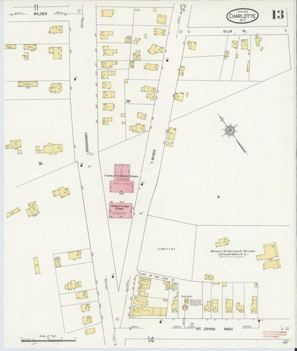 Sanborn Fire Insurance Map from Charlotte, Monroe County, New York (1912), Sheet #0013 - Historic Sanborn Fire Insurance Map Print, vintage old map wall art, antique decor, genealogy gift, New York New York map