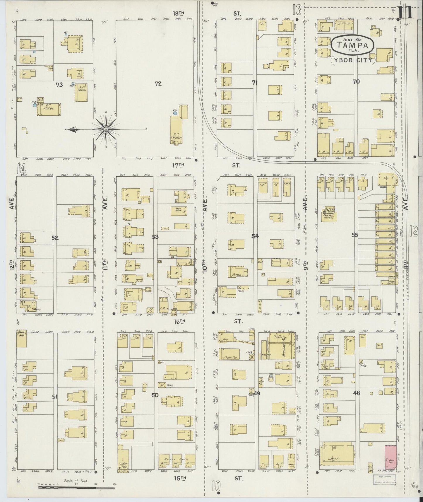 Sanborn Fire Insurance Map from Tampa, Hillsborough County, Florida (1895), Sheet #0015 - Complete Map Set gallery image, historic Sanborn map, vintage wall art, Florida Florida