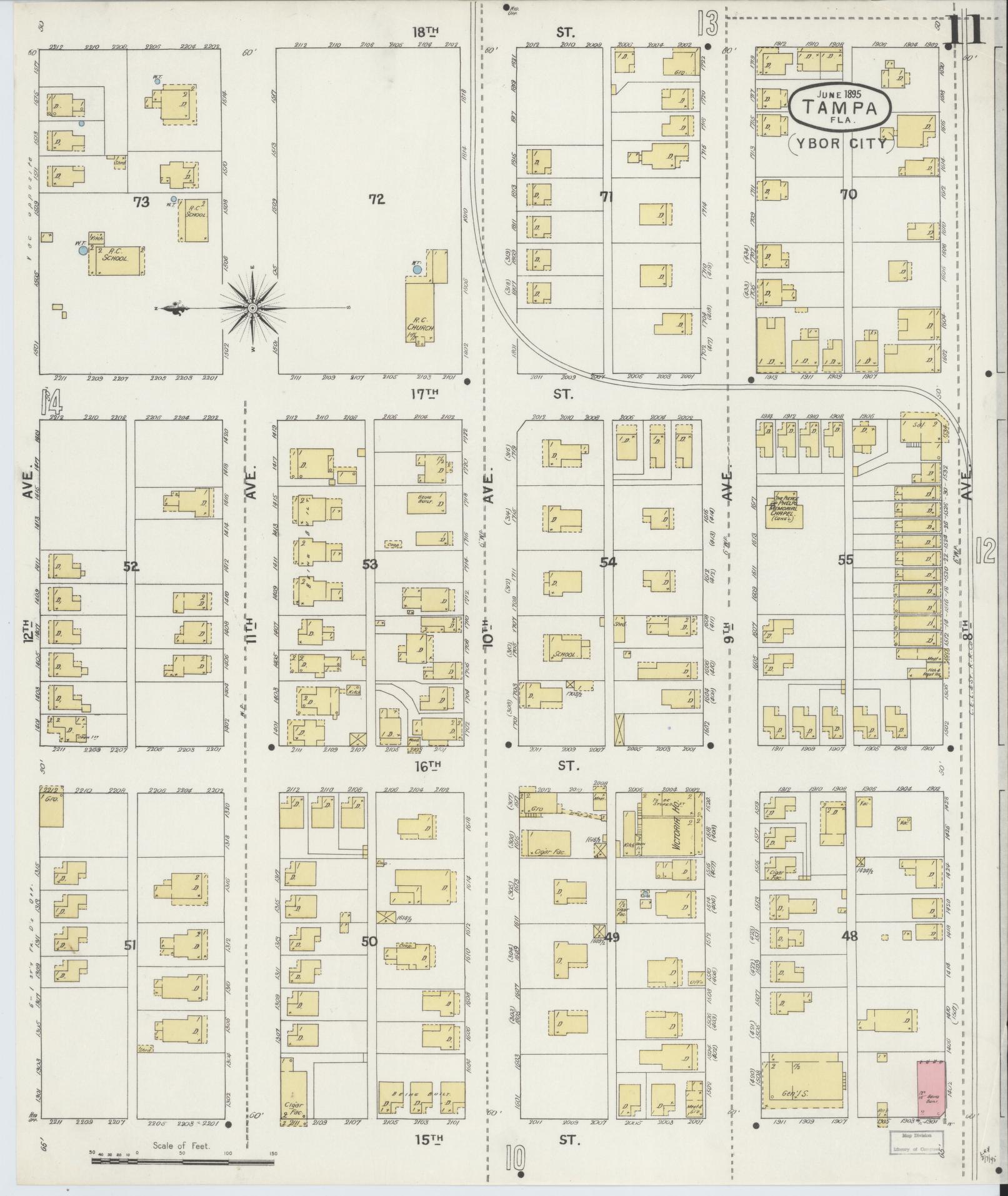 Sanborn Fire Insurance Map from Tampa, Hillsborough County, Florida (1895), Sheet #0015 - Complete Map Set gallery image, historic Sanborn map, vintage wall art, Florida Florida