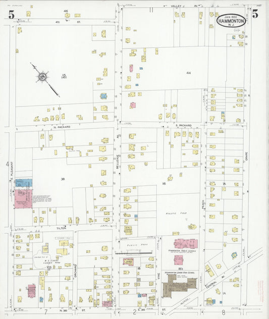 Sanborn Fire Insurance Map from Hammonton, Atlantic County, New Jersey (1930), Sheet #0005 - Historic Sanborn Fire Insurance Map Print, vintage old map wall art, antique decor, genealogy gift, New Jersey New Jersey map