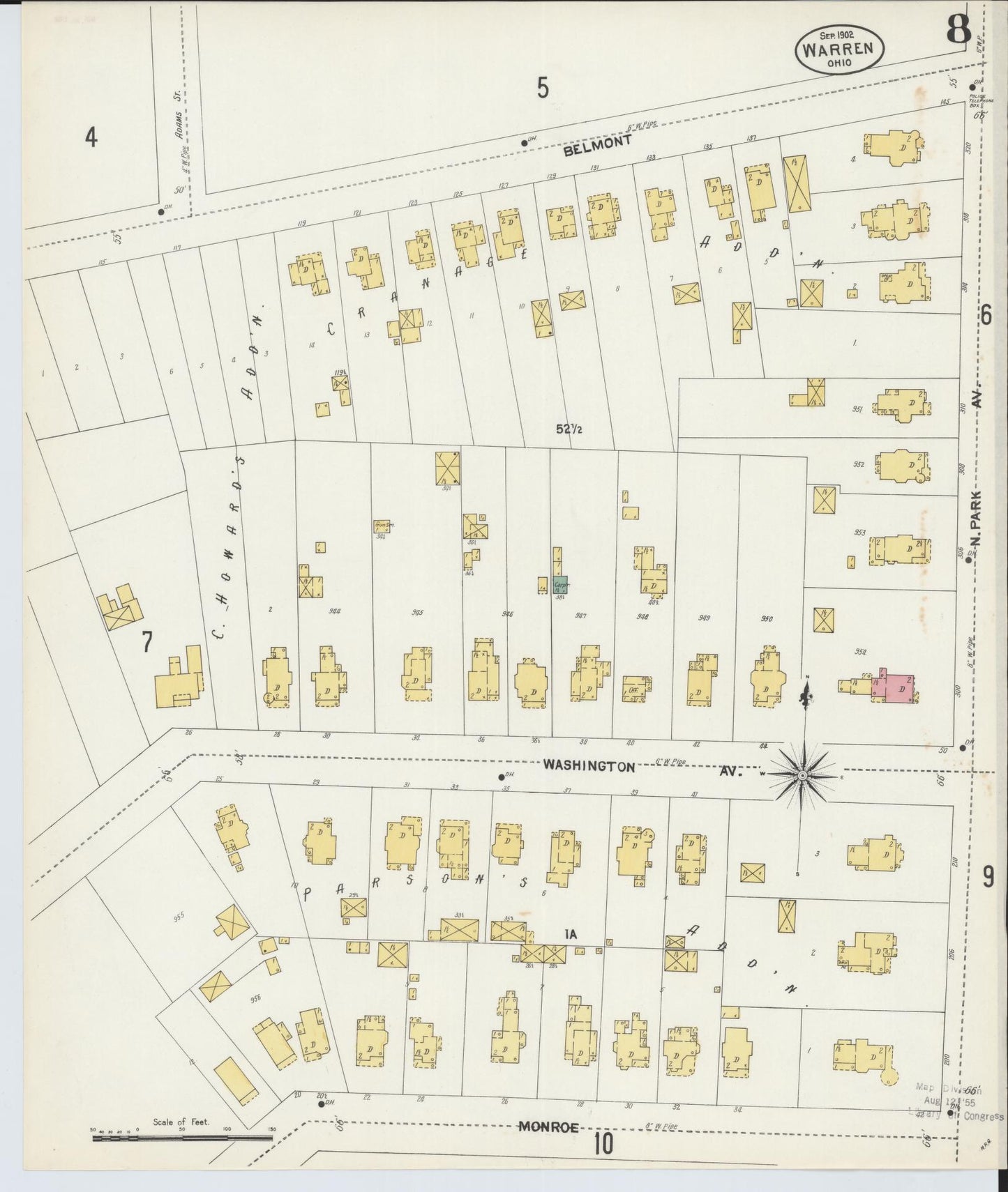 Sanborn Fire Insurance Map from Warren, Trumbull County, Ohio (1902), Sheet #0008 - Complete Map Set gallery image, historic Sanborn map, vintage wall art, Ohio Ohio