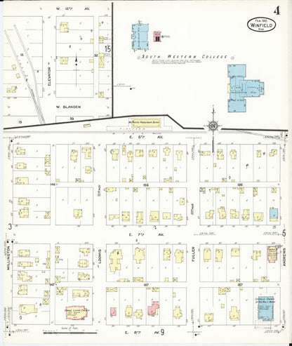 Sanborn Fire Insurance Map from Winfield, Cowley County, Kansas (1912), Sheet #0004 - Complete Map Set gallery image, historic Sanborn map, vintage wall art, Kansas Kansas
