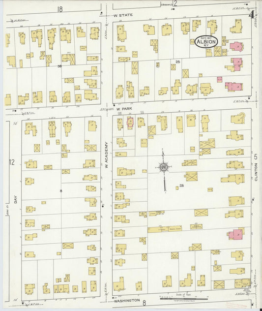 Sanborn Fire Insurance Map from Albion, Orleans County, New York (1917), Sheet #0004 - Historic Sanborn Fire Insurance Map Print, vintage old map wall art, antique decor, genealogy gift, New York New York map