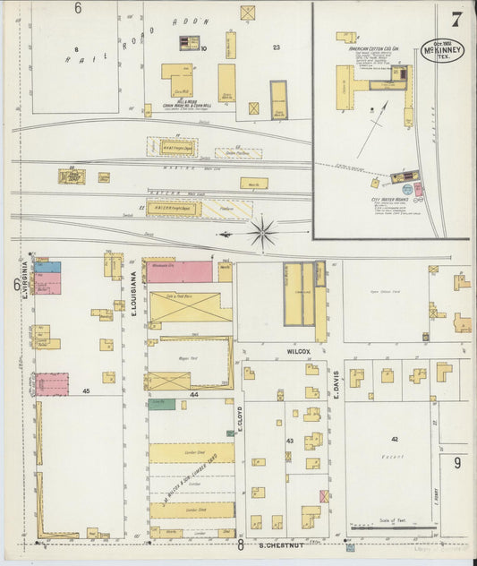 Sanborn Fire Insurance Map from McKinney, Collin County, Texas (1902), Sheet #0007 - Historic Sanborn Fire Insurance Map Print, vintage old map wall art, antique decor, genealogy gift, Texas Texas map